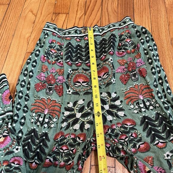 Farm Rio Green Floral Palm Tree Print Casual‎ Pants Size PP - Picture 8 of 9